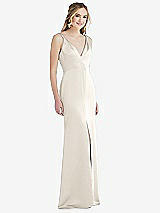 Front View Thumbnail - Ivory Twist Strap Maxi Slip Dress with Front Slit - Neve
