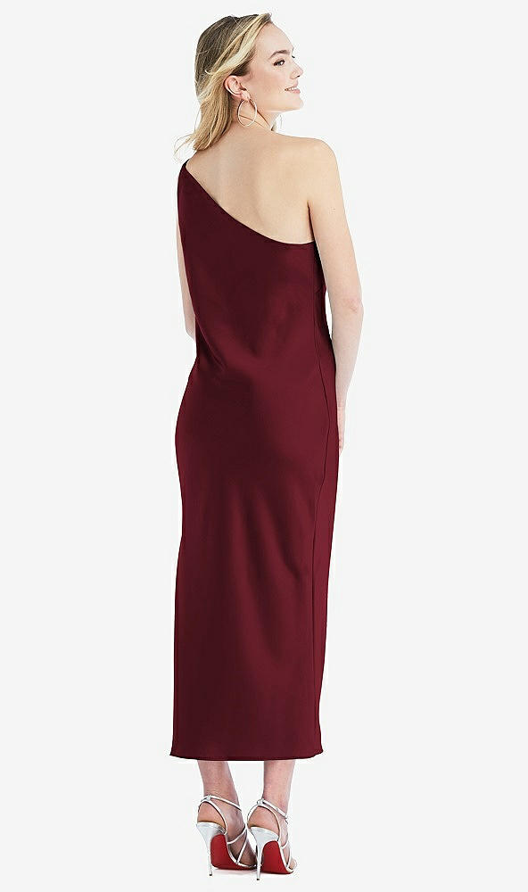 Back View - Cabernet One-Shoulder Asymmetrical Midi Slip Dress