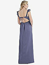 Rear View Thumbnail - French Blue Ruffled Sleeve Tie-Back Maxi Dress