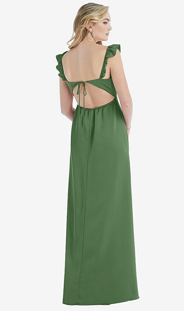 Back View - Vineyard Green Ruffled Sleeve Tie-Back Maxi Dress