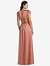 Rear View Thumbnail - Desert Rose Shirred Cap Sleeve Maxi Dress with Keyhole Cutout Back