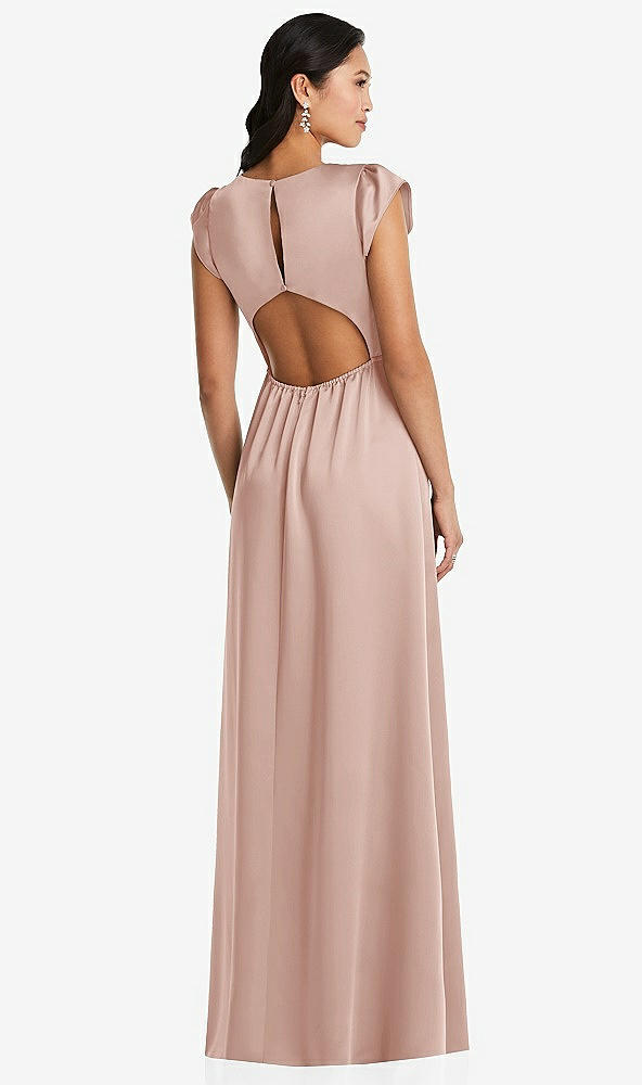 Back View - Toasted Sugar Shirred Cap Sleeve Maxi Dress with Keyhole Cutout Back