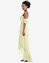 Side View Thumbnail - Butter Yellow Off-the-Shoulder Ruffled High Low Maxi Dress