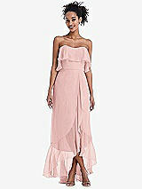 Alt View 1 Thumbnail - Rose Off-the-Shoulder Ruffled High Low Maxi Dress
