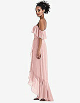 Side View Thumbnail - Rose Off-the-Shoulder Ruffled High Low Maxi Dress