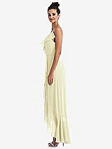 Side View Thumbnail - Butter Yellow Ruffle-Trimmed V-Neck High Low Wrap Dress