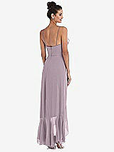 Rear View Thumbnail - Lilac Dusk Ruffle-Trimmed V-Neck High Low Wrap Dress