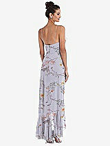Rear View Thumbnail - Butterfly Botanica Silver Dove Ruffle-Trimmed V-Neck High Low Wrap Dress