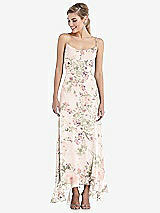 Front View Thumbnail - Blush Garden Scoop Neck Ruffle-Trimmed High Low Maxi Dress