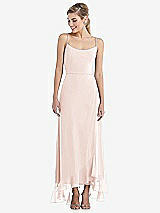Front View Thumbnail - Blush Scoop Neck Ruffle-Trimmed High Low Maxi Dress