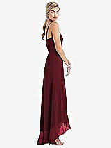 Side View Thumbnail - Cabernet Scoop Neck Ruffle-Trimmed High Low Maxi Dress