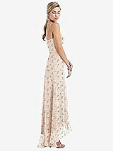Side View Thumbnail - Coquette Floral Print Scoop Neck Ruffle-Trimmed High Low Maxi Dress
