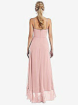 Rear View Thumbnail - Rose Scoop Neck Ruffle-Trimmed High Low Maxi Dress