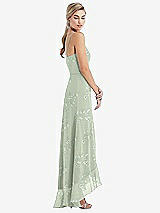 Side View Thumbnail - Vintage Primrose Sage Scoop Neck Ruffle-Trimmed High Low Maxi Dress