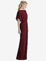 Side View Thumbnail - Cabernet Open-Back Three-Quarter Sleeve Draped Tulip Skirt Maxi Dress