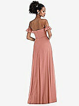 Rear View Thumbnail - Desert Rose Off-the-Shoulder Ruffle Cuff Sleeve Chiffon Maxi Dress