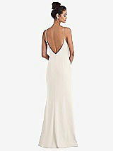 Rear View Thumbnail - Ivory Open-Back High-Neck Halter Trumpet Gown