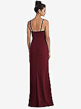 Rear View Thumbnail - Cabernet Notch Crepe Trumpet Gown with Front Slit