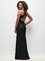 Rear View Thumbnail - Black Criss-Cross Cutout Back Maxi Dress with Front Slit