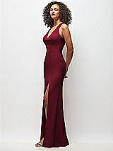 Side View Thumbnail - Burgundy Criss-Cross Cutout Back Maxi Dress with Front Slit