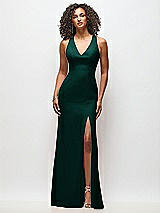 Front View Thumbnail - Evergreen Criss-Cross Cutout Back Maxi Dress with Front Slit