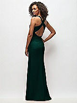 Rear View Thumbnail - Evergreen Criss-Cross Cutout Back Maxi Dress with Front Slit