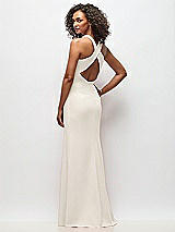Rear View Thumbnail - Ivory Criss-Cross Cutout Back Maxi Dress with Front Slit