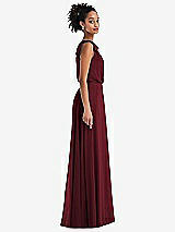 Side View Thumbnail - Cabernet One-Shoulder Bow Blouson Bodice Maxi Dress
