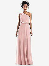 Front View Thumbnail - Rose One-Shoulder Bow Blouson Bodice Maxi Dress