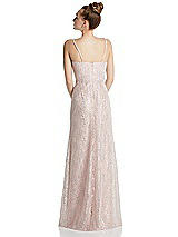 Rear View Thumbnail - Blush Draped Wrap Bodice Metallic Lace Maxi Dress