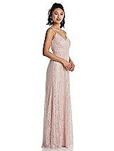 Side View Thumbnail - Rose Draped Wrap Bodice Metallic Lace Maxi Dress
