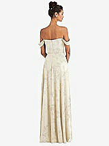 Alt View 2 Thumbnail - Butter Yellow Floral Off-the-Shoulder Draped Neckline Maxi Dress
