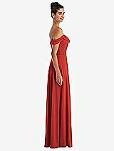 Alt View 3 Thumbnail - Poppy Red Off-the-Shoulder Draped Neckline Maxi Dress