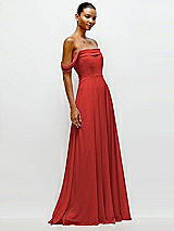 Side View Thumbnail - Poppy Red Off-the-Shoulder Draped Neckline Maxi Dress