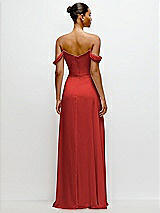 Rear View Thumbnail - Poppy Red Off-the-Shoulder Draped Neckline Maxi Dress