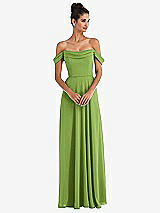Alt View 1 Thumbnail - Peridot Green Off-the-Shoulder Draped Neckline Maxi Dress