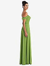 Alt View 3 Thumbnail - Peridot Green Off-the-Shoulder Draped Neckline Maxi Dress