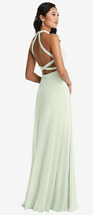 navy blue dress for baby girl Backless Mint Green Long Prom Dresses, Open Back Mint Green Long Formal  Graduation Dresses main image 0