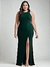 Alt View 1 Thumbnail - Evergreen & Mist Cutout Open-Back Halter Maxi Dress with Scarf Tie