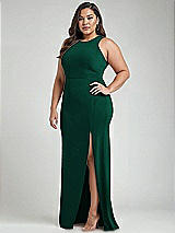 Alt View 2 Thumbnail - Hunter Green & Mist Cutout Open-Back Halter Maxi Dress with Scarf Tie