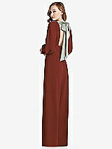 Front View Thumbnail - Auburn Moon & Willow Green Bishop Sleeve Open-Back Jumpsuit with Scarf Tie