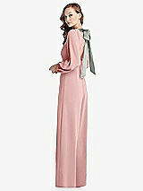 Alt View 1 Thumbnail - Rose & Willow Green Bishop Sleeve Open-Back Jumpsuit with Scarf Tie