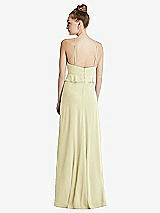 Rear View Thumbnail - Butter Yellow Bias Ruffle Empire Waist Halter Maxi Dress with Adjustable Straps