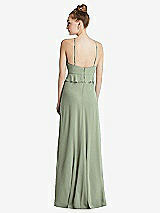 Rear View Thumbnail - Sage Bias Ruffle Empire Waist Halter Maxi Dress with Adjustable Straps