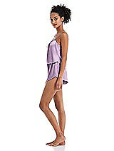 Side View Thumbnail - Wood Violet Satin Lounge Shorts with Pockets - Kat