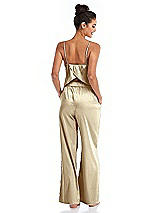 Rear View Thumbnail - Banana Satin Wide-Leg Lounge Pants with Pockets - Ray