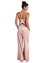 Rear View Thumbnail - Rose Satin Wide-Leg Lounge Pants with Pockets - Ray