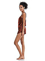 Side View Thumbnail - Auburn Moon Velvet Lounge Shorts with Pockets - Tessa