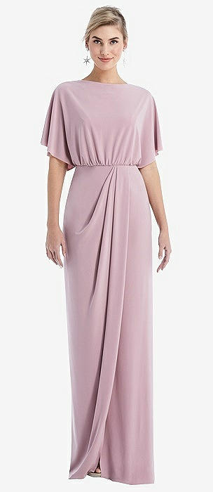 dusty rose bridesmaid dresses long Elegant High Neck Dusty Rose Long Bridesmaid Dress – FancyVestido main image 0