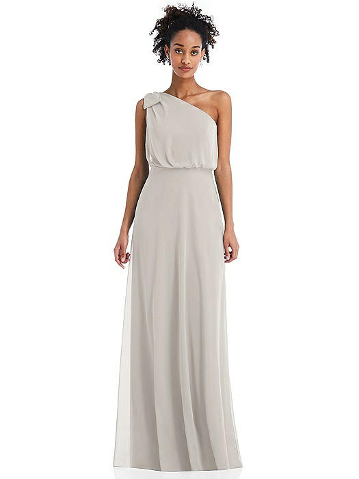 One-Shoulder Bow Blouson Bodice Maxi Dress